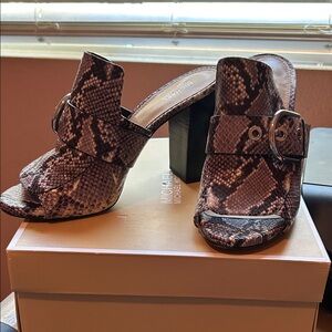 Michael Kors Brown and Black Snake Print Mules